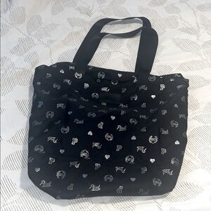 PINK VS black and silver bag